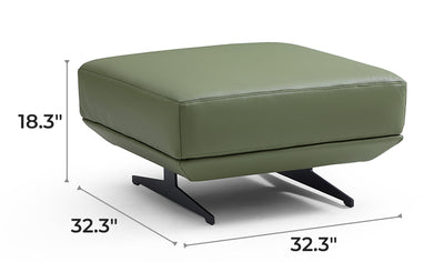 Olivia Top Grain Genuine Leather Ottoman-Green