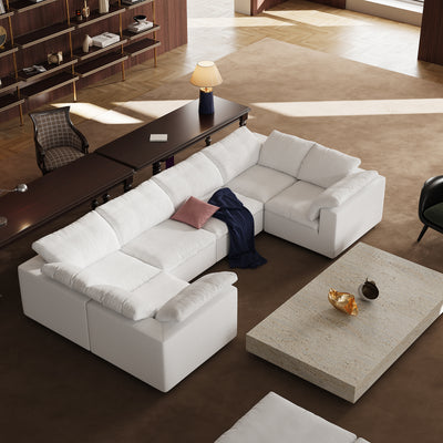 Tender Wabi Sabi U Shaped White Sectional Sofa-White