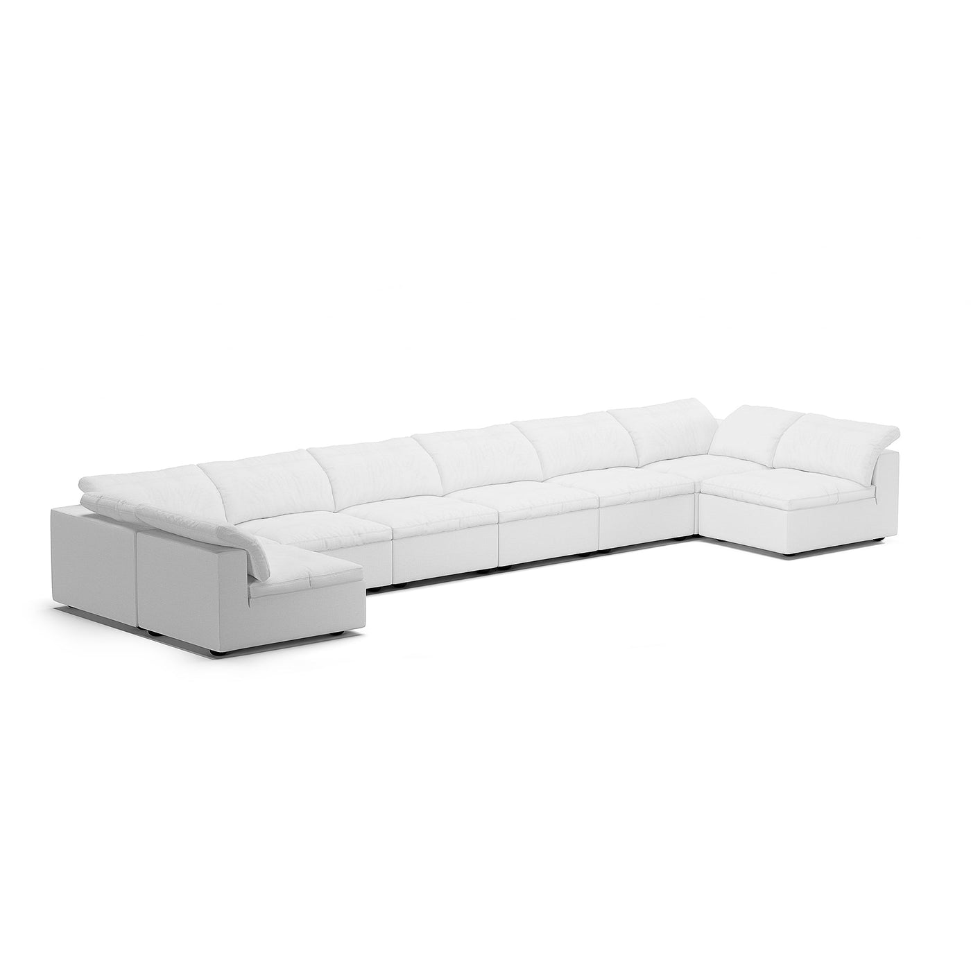 Tender Wabi Sabi Sand U Shaped Sectional with Open Ends-White-240.2"