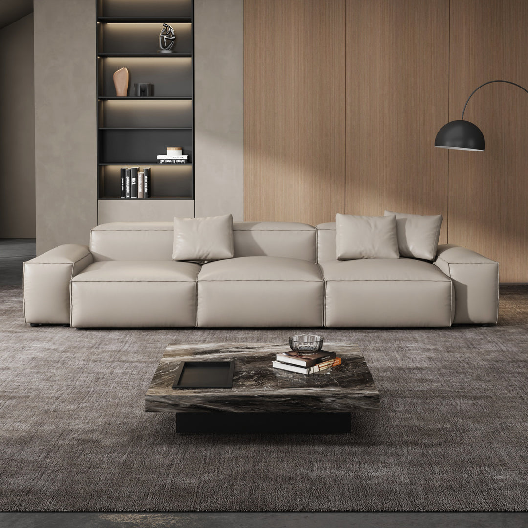 Cube Modular Beige Genuine Leather Sofa