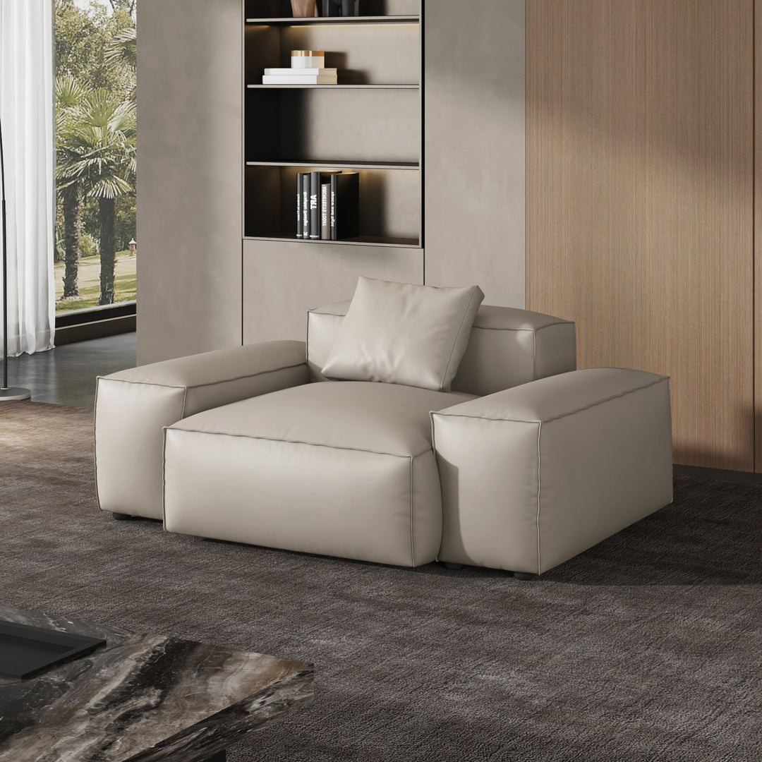 Cube Modular Beige Genuine Leather Armchair