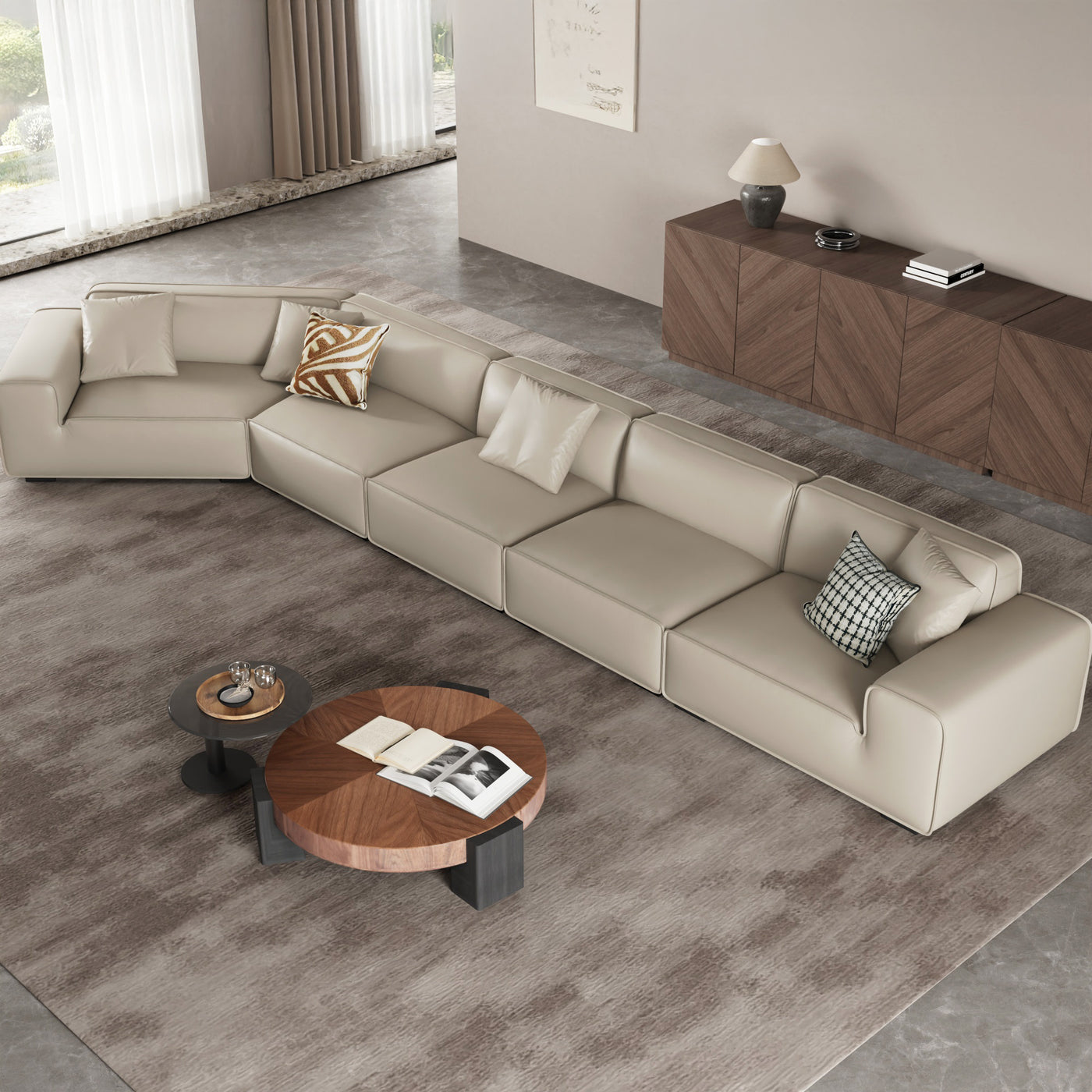 Domus Curved Sofa-Beige