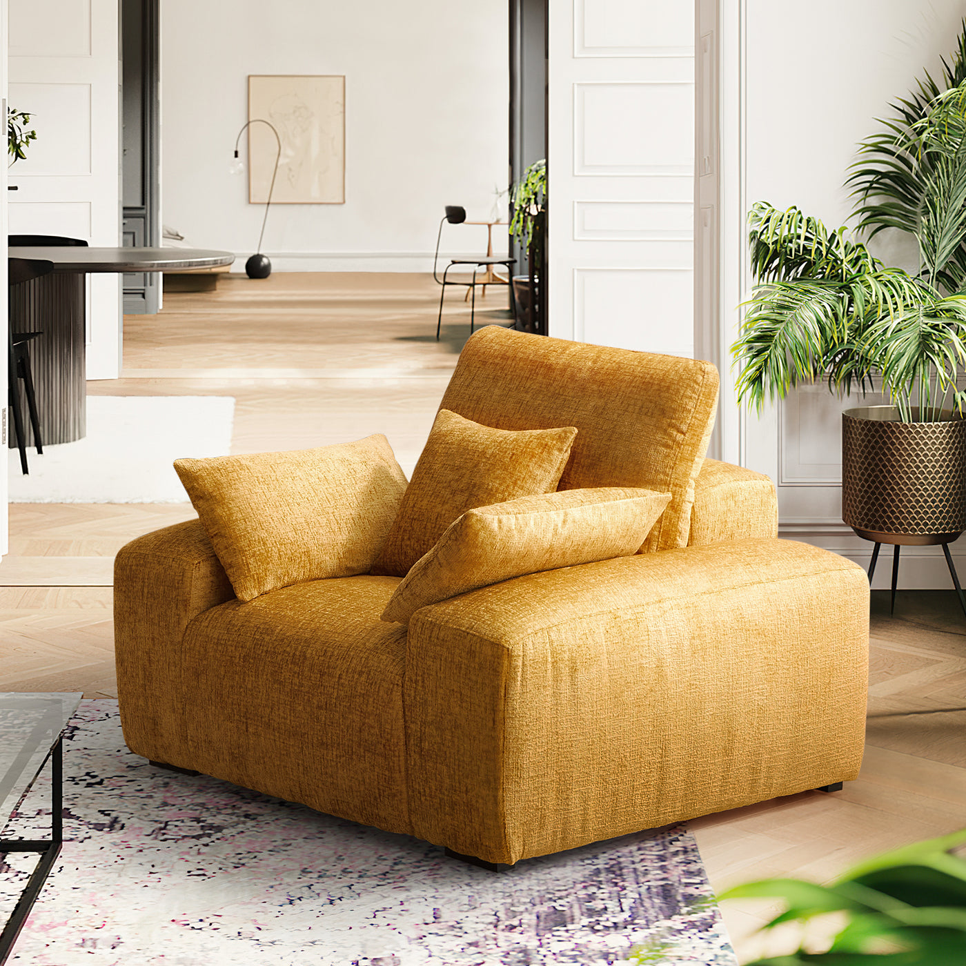 The Empress Beige Armchair-Yellow