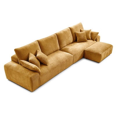 The Empress Beige Sofa and Ottoman-Yellow-140.1"