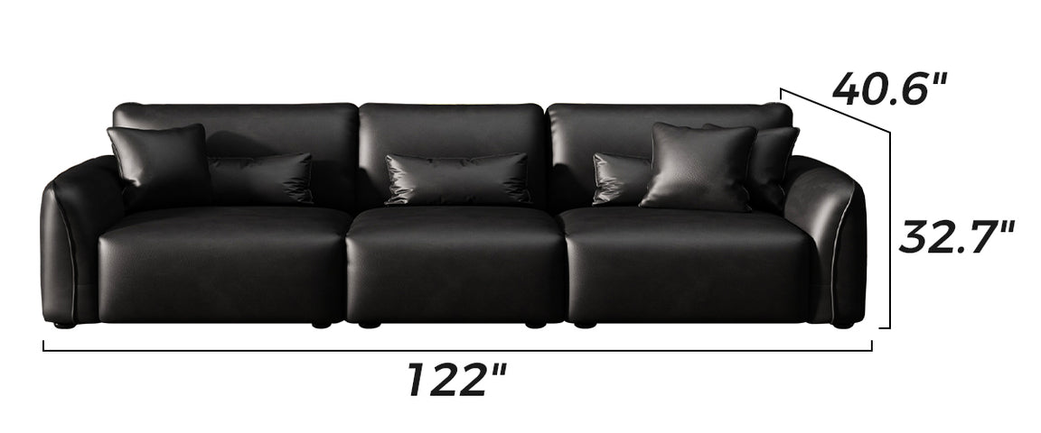 Milano Moda Minimalist Black Leather Sofa