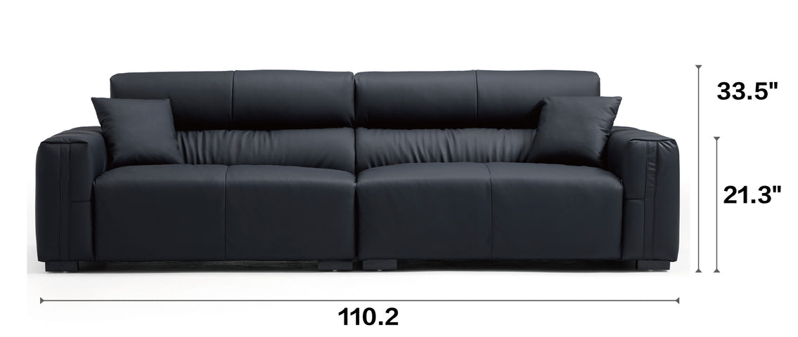 Noir Luxe Black Genuine Leather Sofa