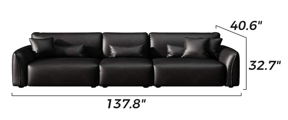Milano Moda Minimalist Black Leather Sofa
