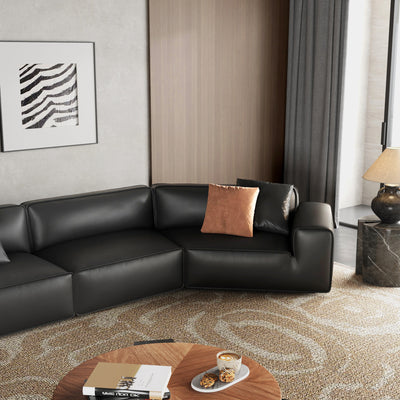 Domus U Shaped Curved Modular Sectional Sofa-Black