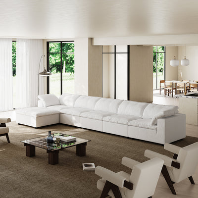 Tender Wabi Sabi White Sofa and Regular Ottoman-White