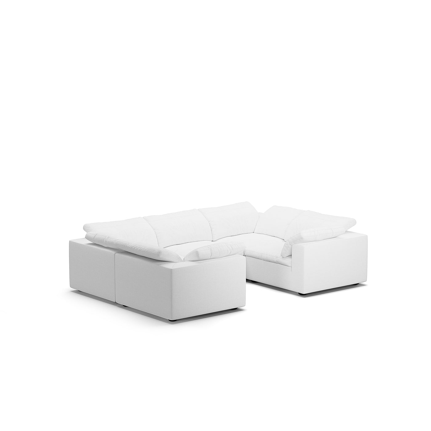 Tender Wabi Sabi U Shaped White Sectional Sofa-White-128.0"