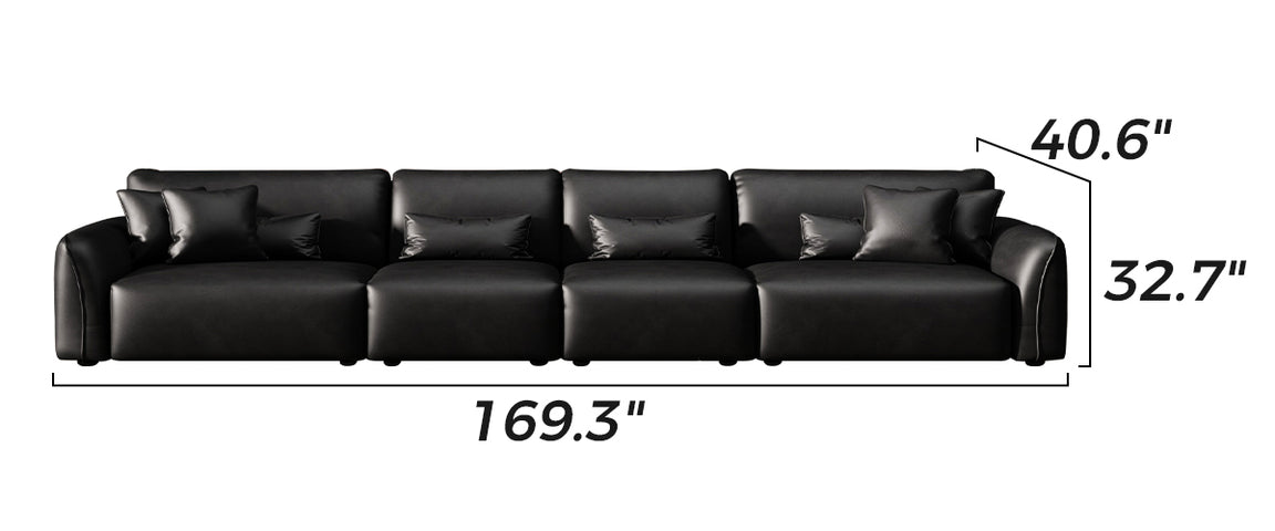 Milano Moda Minimalist Black Leather Sofa
