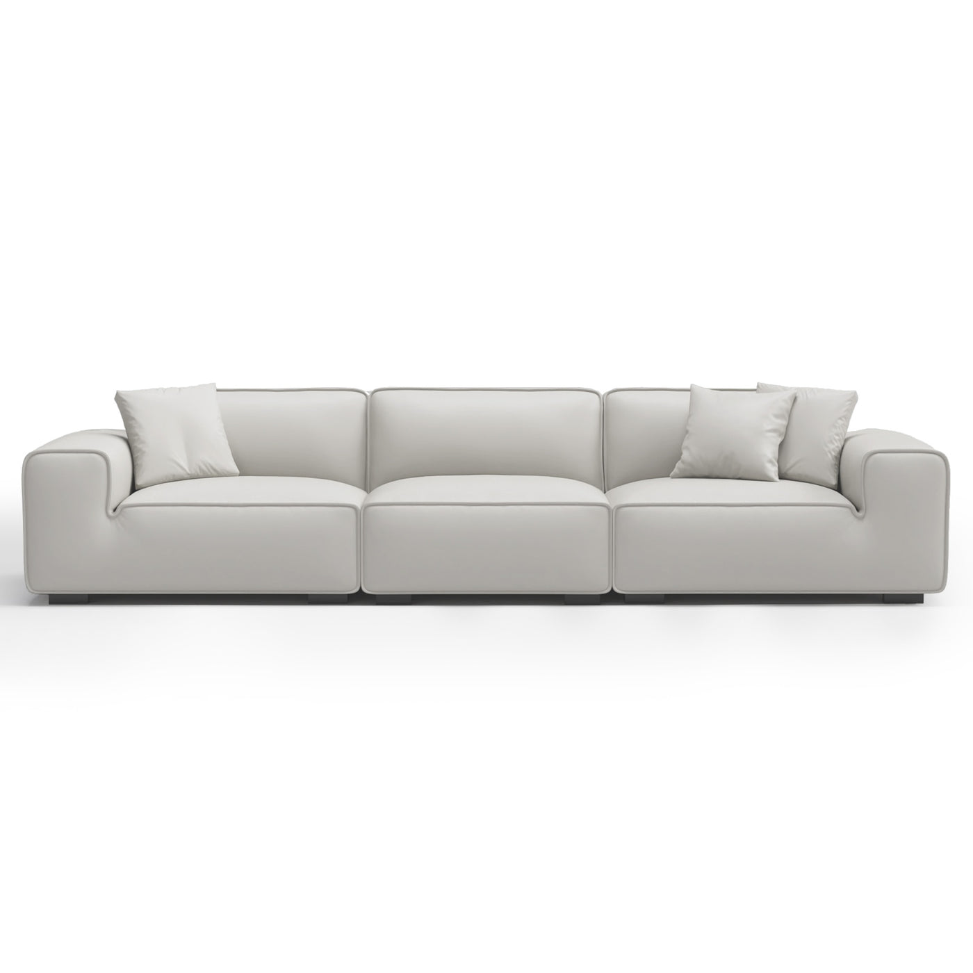 Domus Modular Black Leather Sofa-White