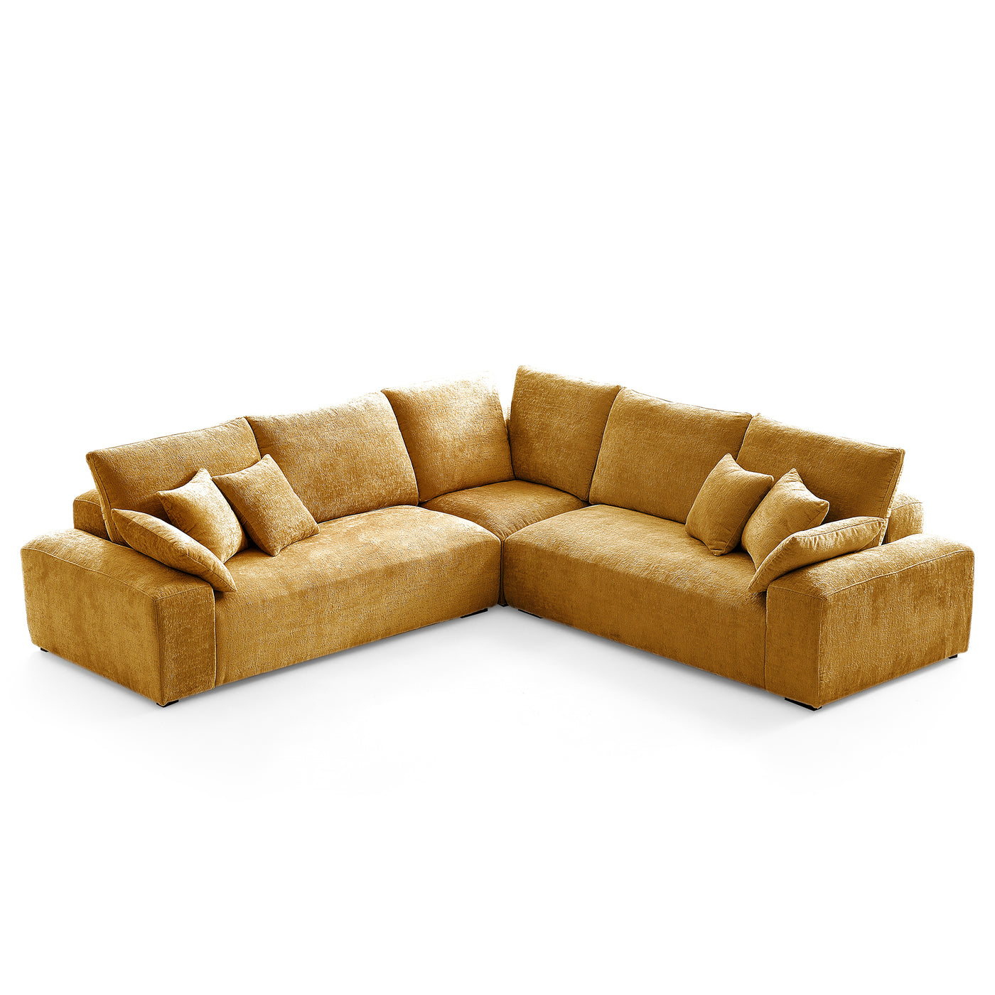 The Empress Yellow Corner Sectional Sofa-Yellow-109.5"