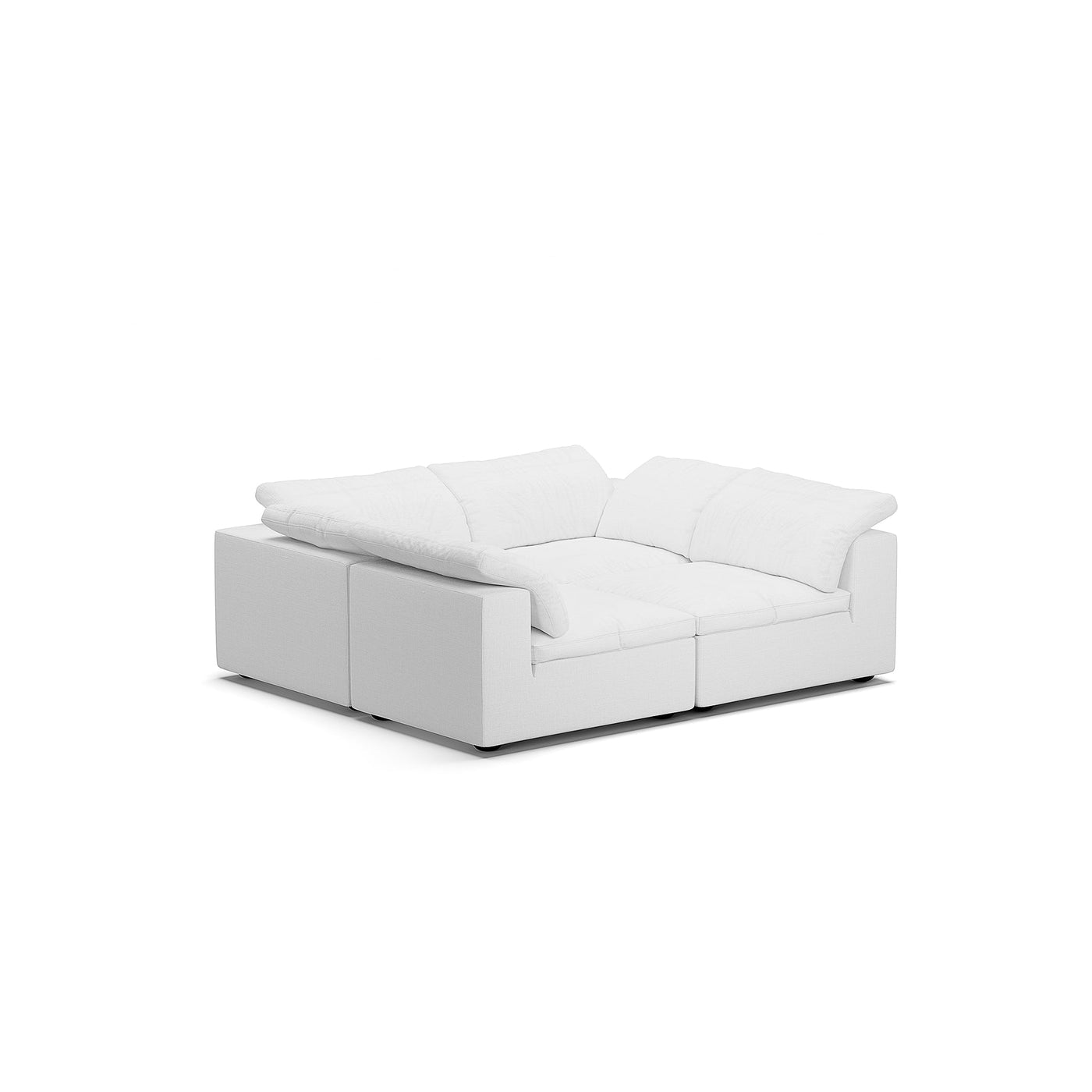 Tender Wabi Sabi Sand U Shaped Sectional with Open Ends-White-90.6"