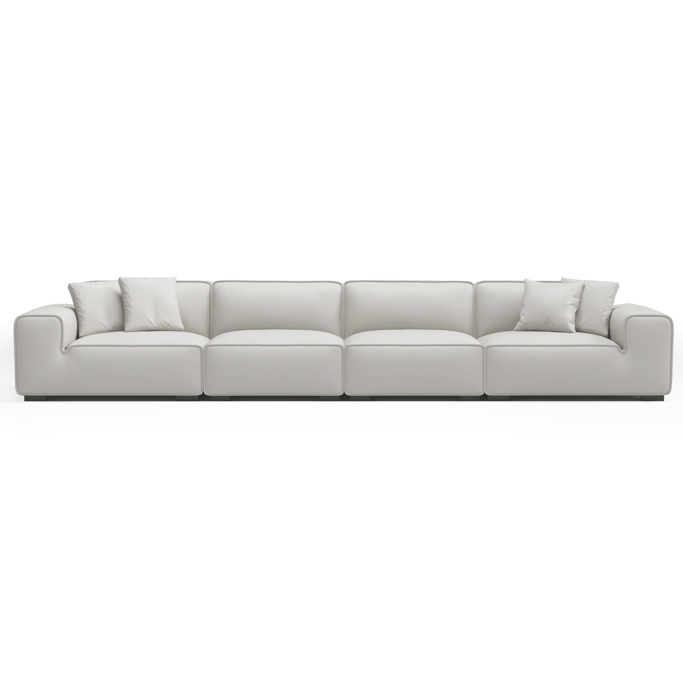 Domus Modular Black Leather Sofa-White