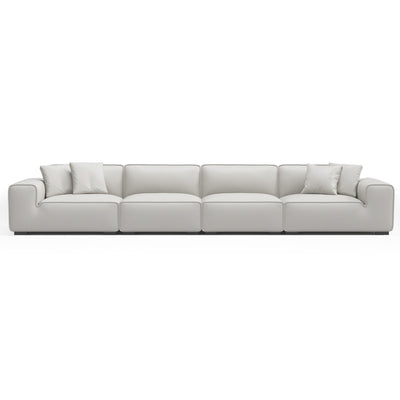 Domus Modular Black Leather Sofa-White