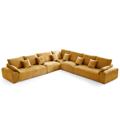 The Empress Yellow Corner Sectional Sofa-Yellow-144.9"