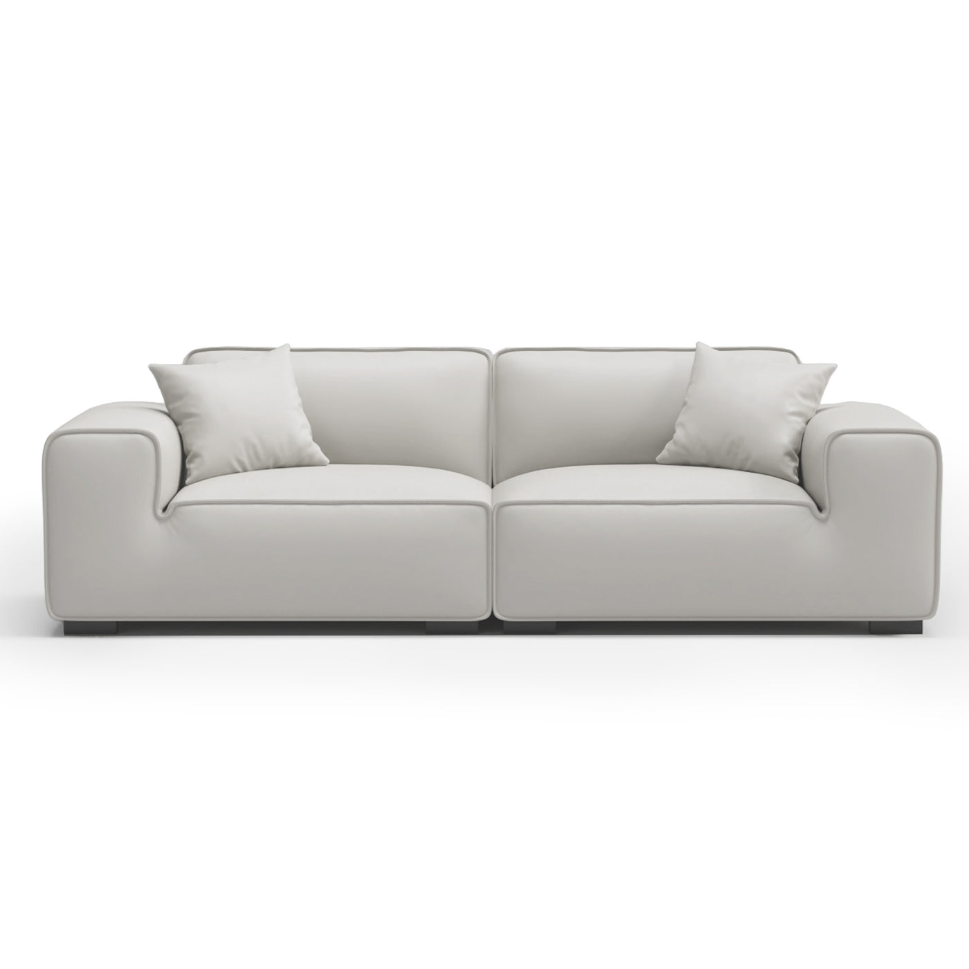 Domus Modular Black Leather Sofa-White