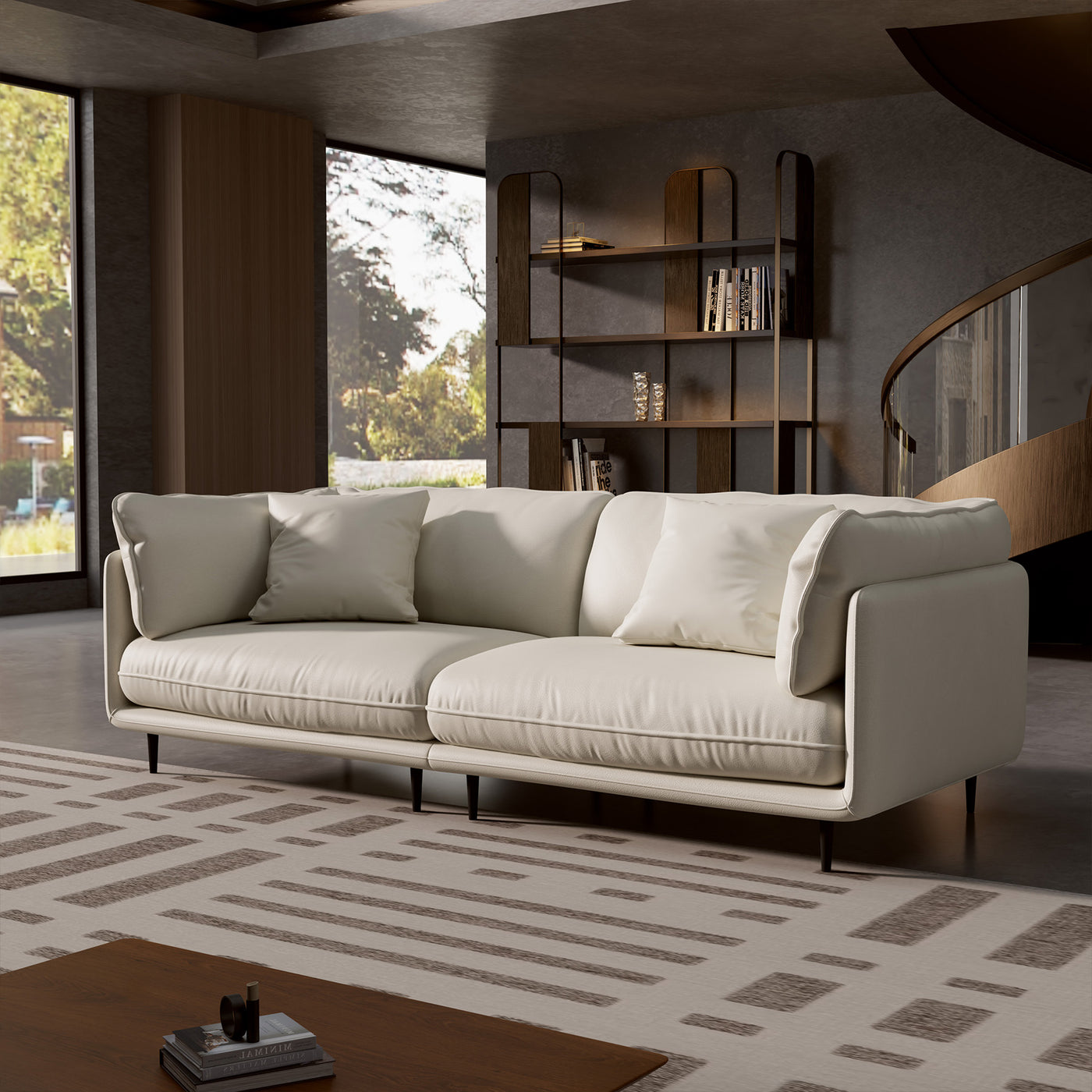 Vanilla Brown Genuine Leather Sofa