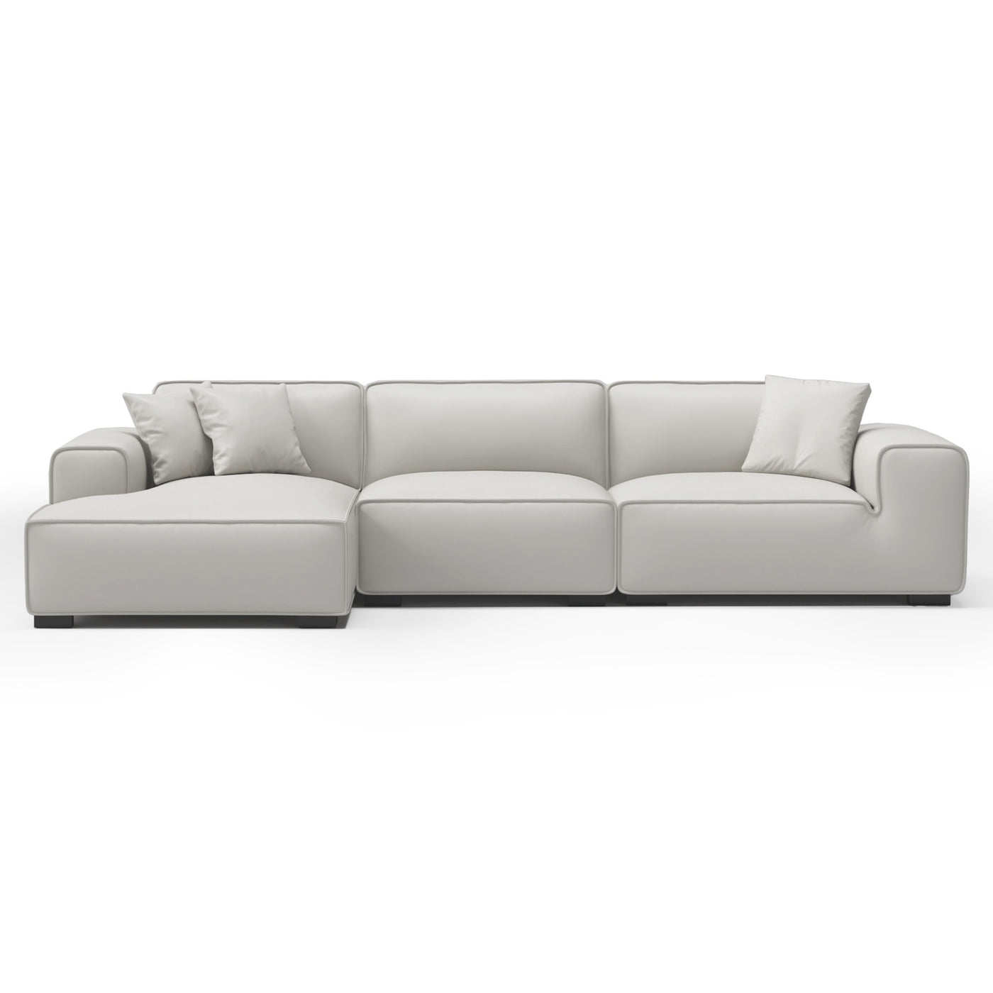 Domus Modular Black Leather Sectional Sofa-White