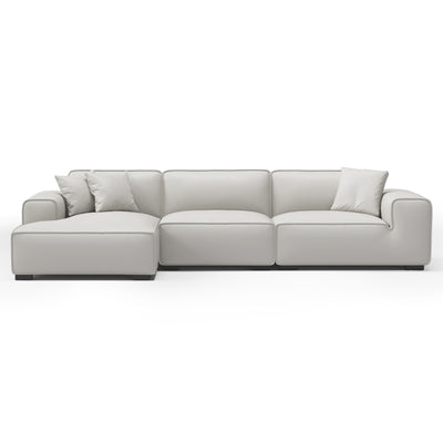 Domus Modular Black Leather Sectional Sofa-White