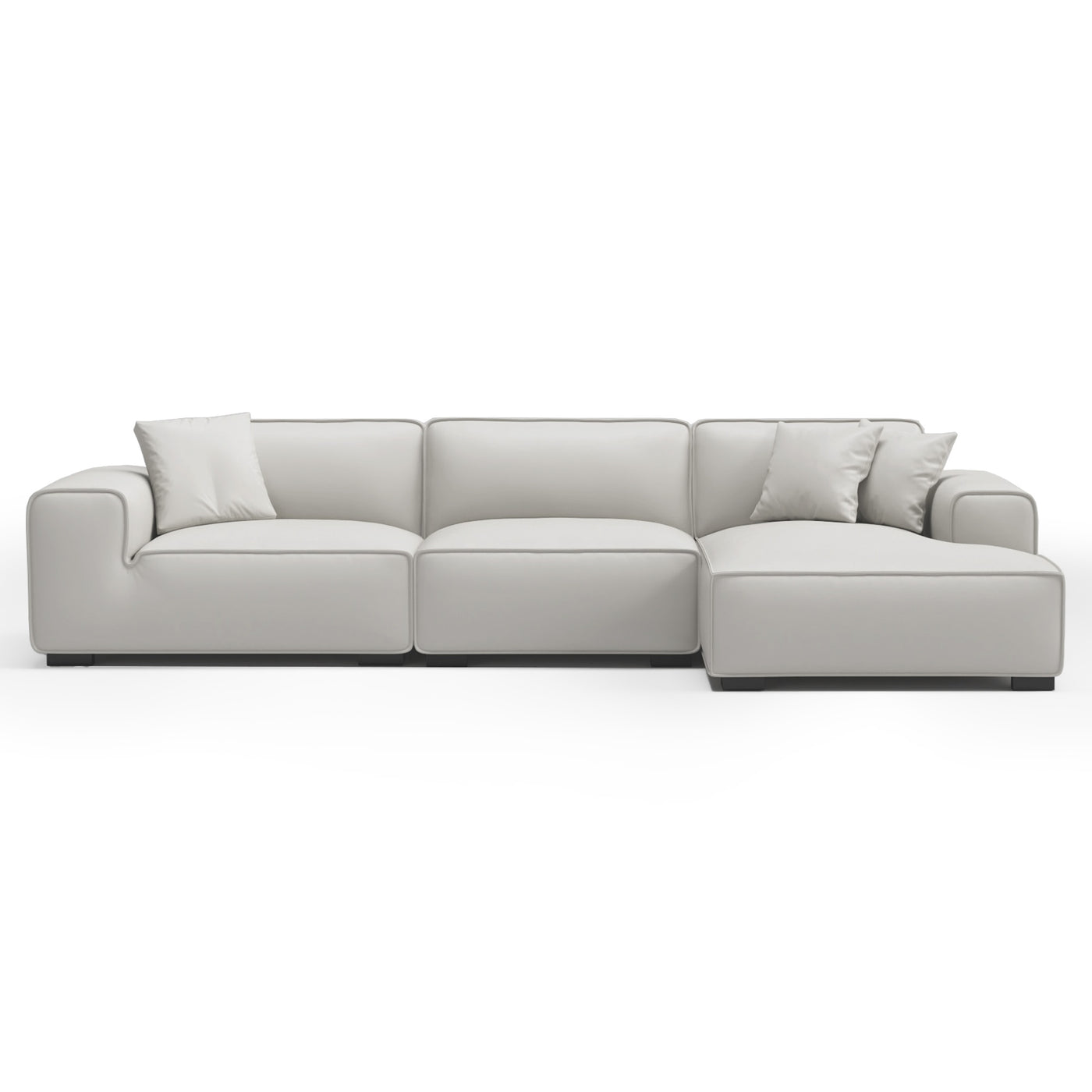 Domus Modular Black Leather Sectional Sofa-White