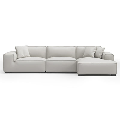 Domus Modular Black Leather Sectional Sofa-White