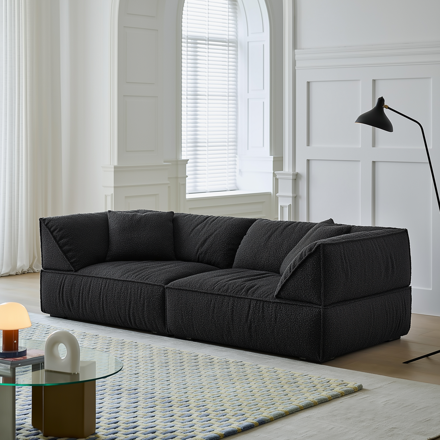 Brioche Soft Boucle Sofa-Black