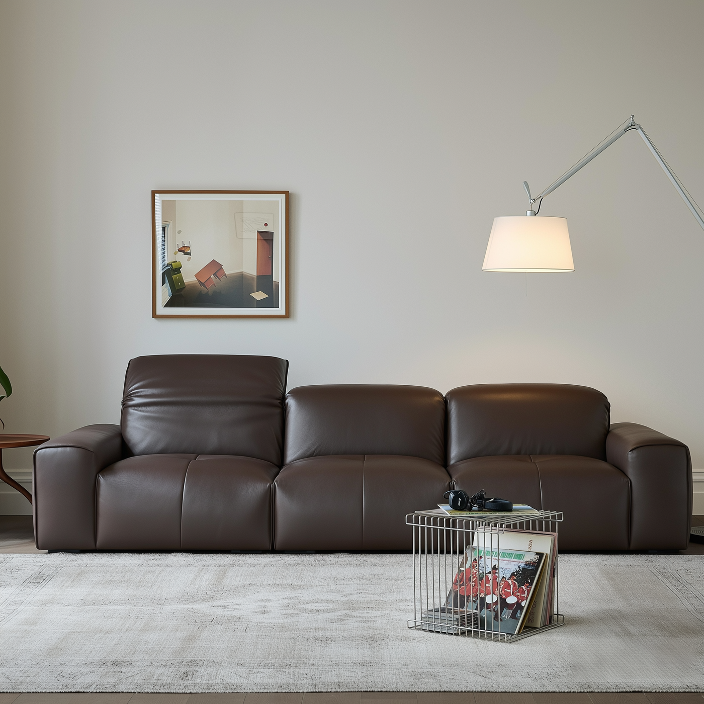 Nero Black Recliner Leather Lounge Sofa-Brown