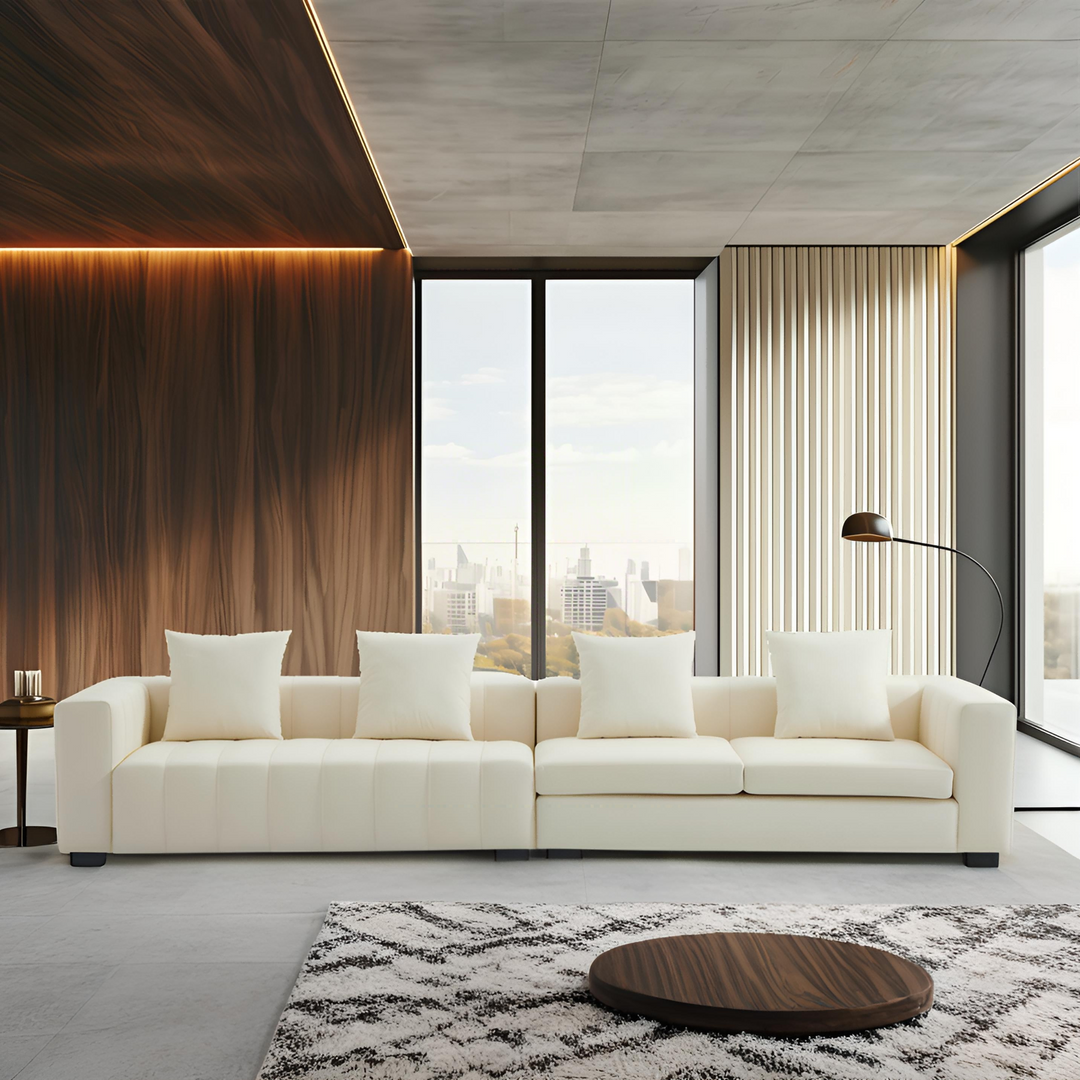 Piano Beige Leather Sofa