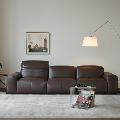 Nero Black Recliner Leather Lounge Sofa-Brown