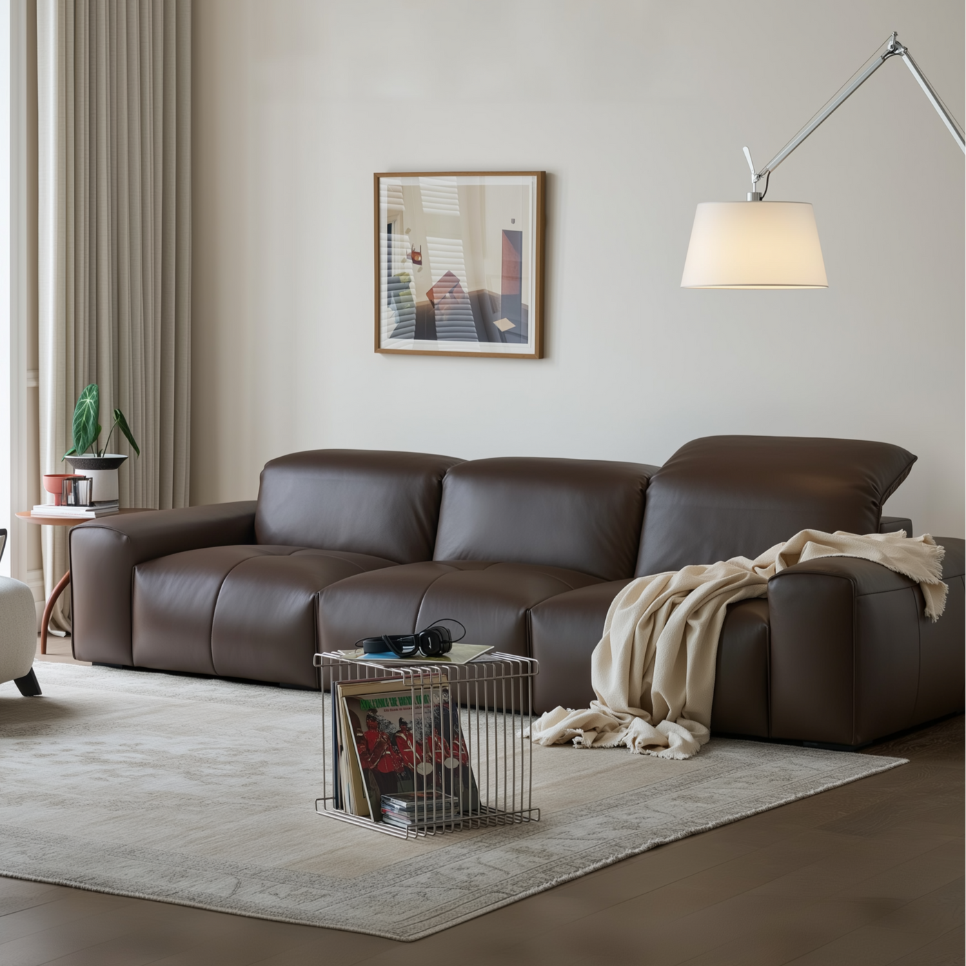 Nero Black Recliner Leather Lounge Sofa-Brown