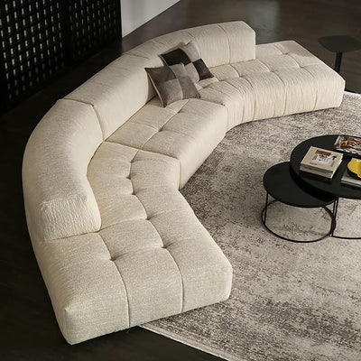 Almond Cream Curved Sectional Sofa-Beige