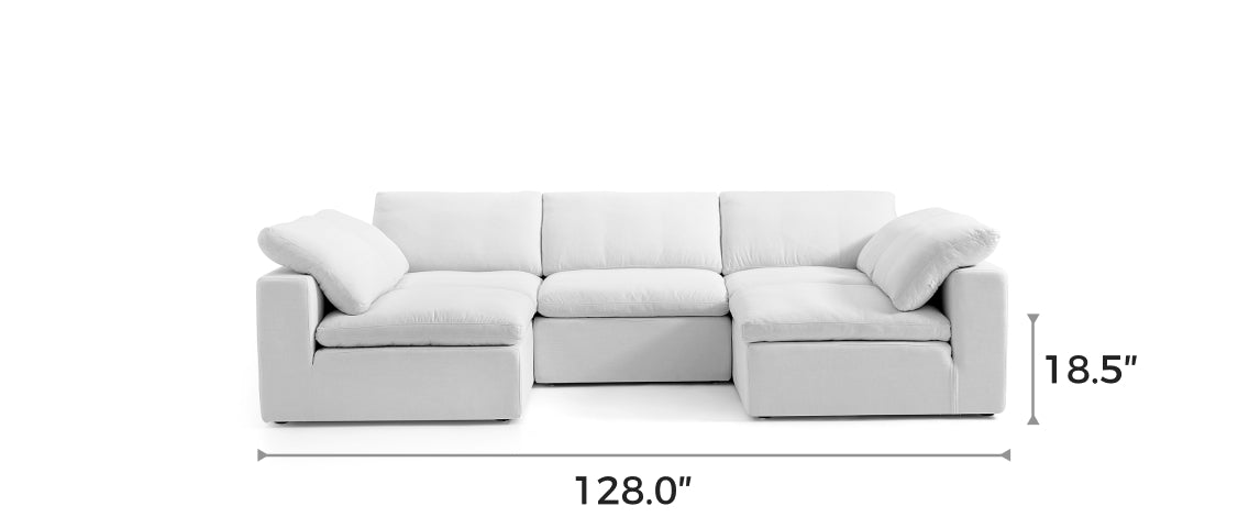 Tender Wabi-Sabi U-Shaped Sectional with Open Ends