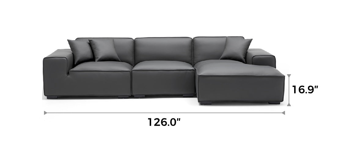 Domus Modular Dark Gray Leather Sectional Sofa