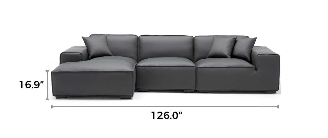 Domus Modular Dark Gray Leather Sectional Sofa