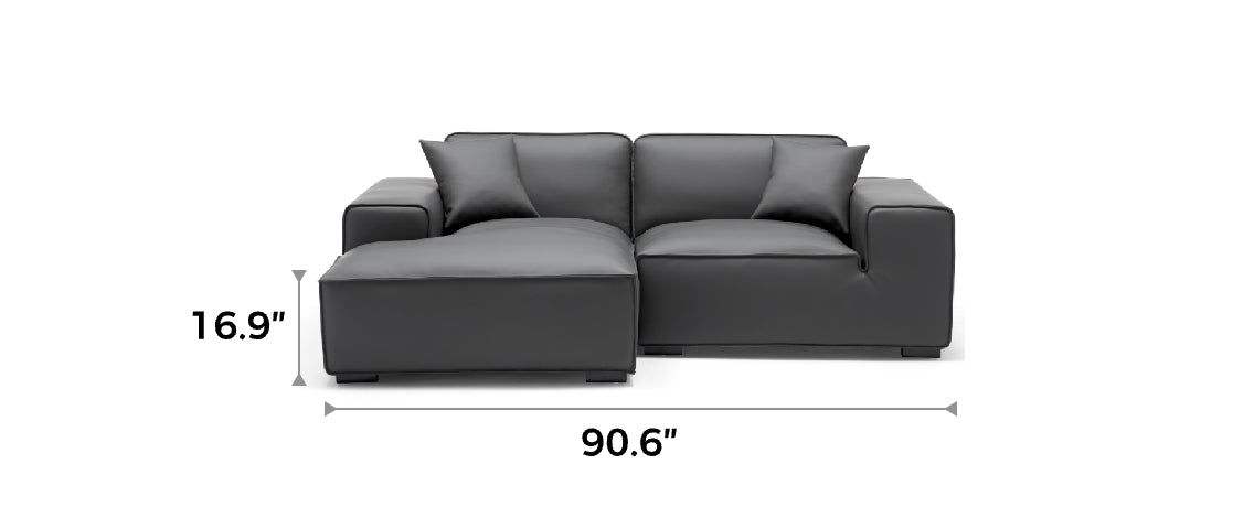 Domus Modular Dark Gray Leather Sectional Sofa