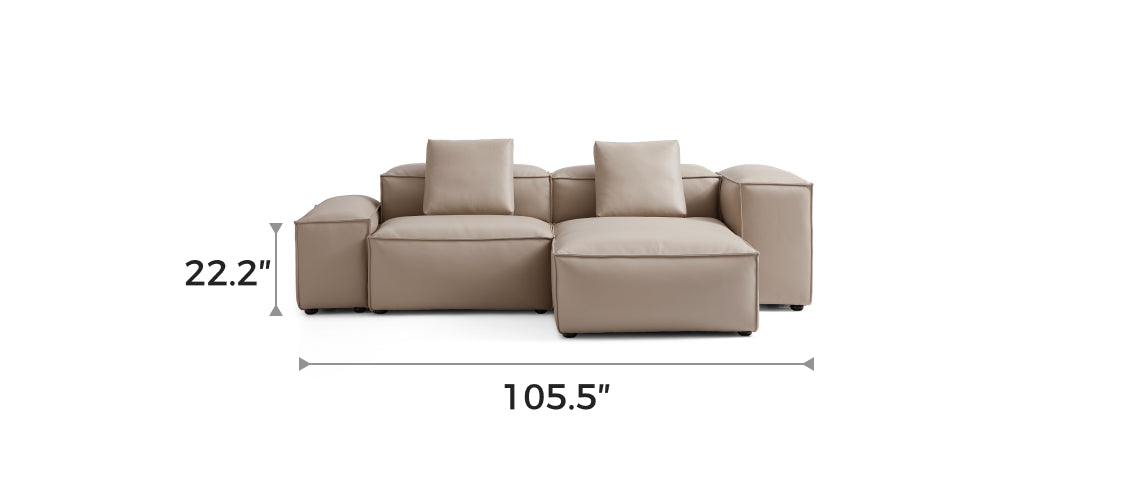 Flex Modular Khaki Genuine Leather Double-Sided Sectional