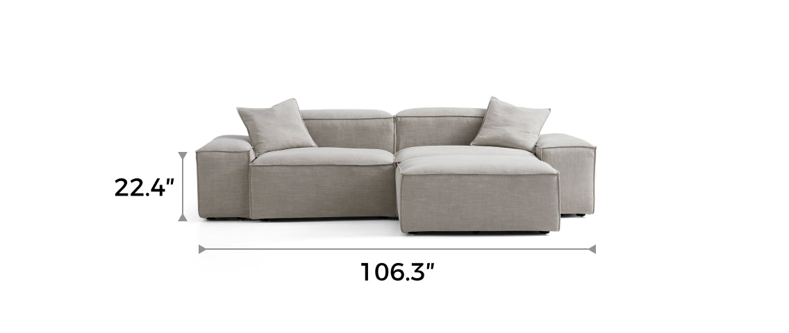 Freedom Modular New Gray Sofa with Ottoman