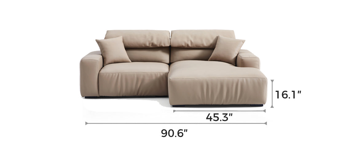 Chestnut Khaki Leather Sectional