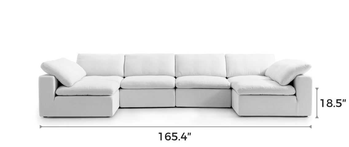 Tender Wabi-Sabi U-Shaped Beige Sectional with Open Ends