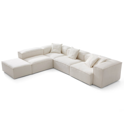 Freedom Modular Beige L Shaped Sectional and Ottoman-Beige-143.7"-High