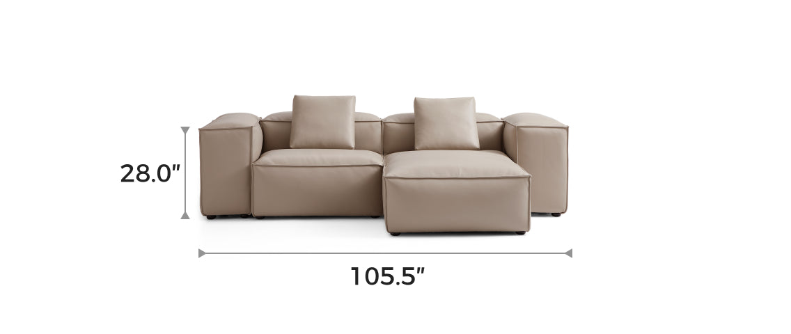 Flex Modular Khaki Genuine Leather Double-Sided Sectional