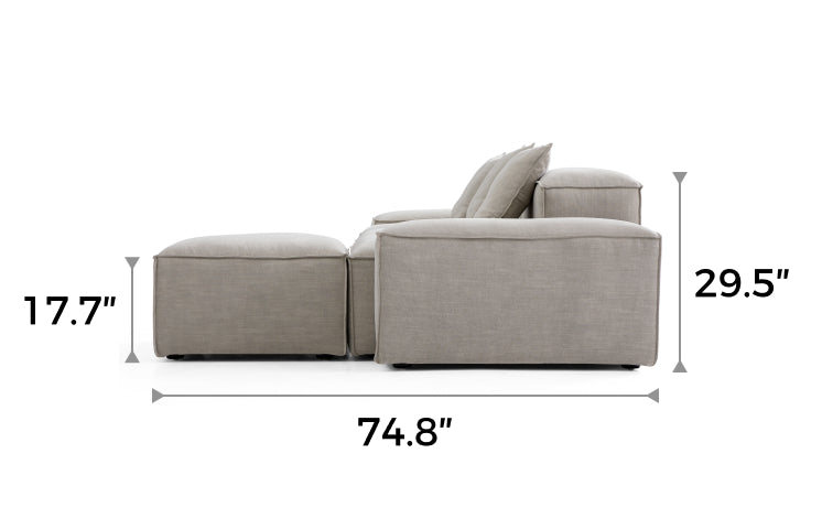 Freedom Modular New Gray Sofa with Ottoman