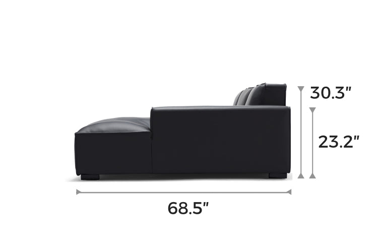 Domus Modular Black Leather Double Chaise Sectional