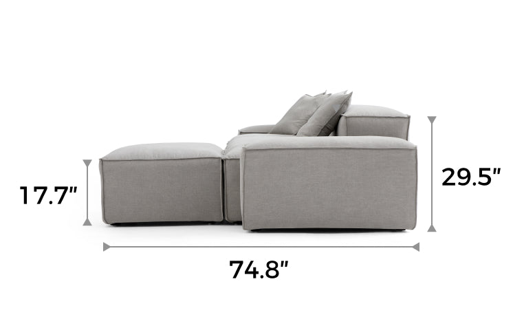 Freedom Modular New Gray Sofa with Ottoman