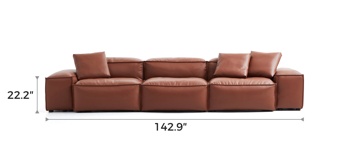 Flex Modular Brown Genuine Leather Sofa