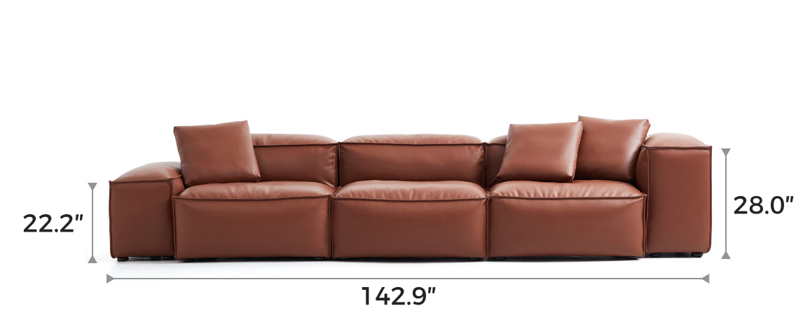 Flex Modular Brown Genuine Leather Sofa