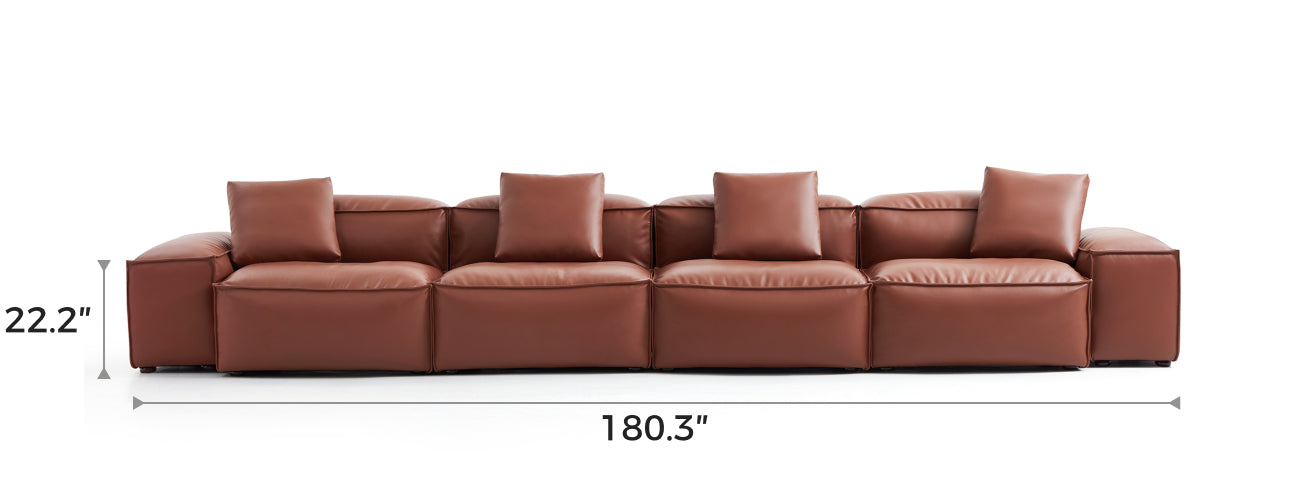 Flex Modular Black Genuine Leather Sofa