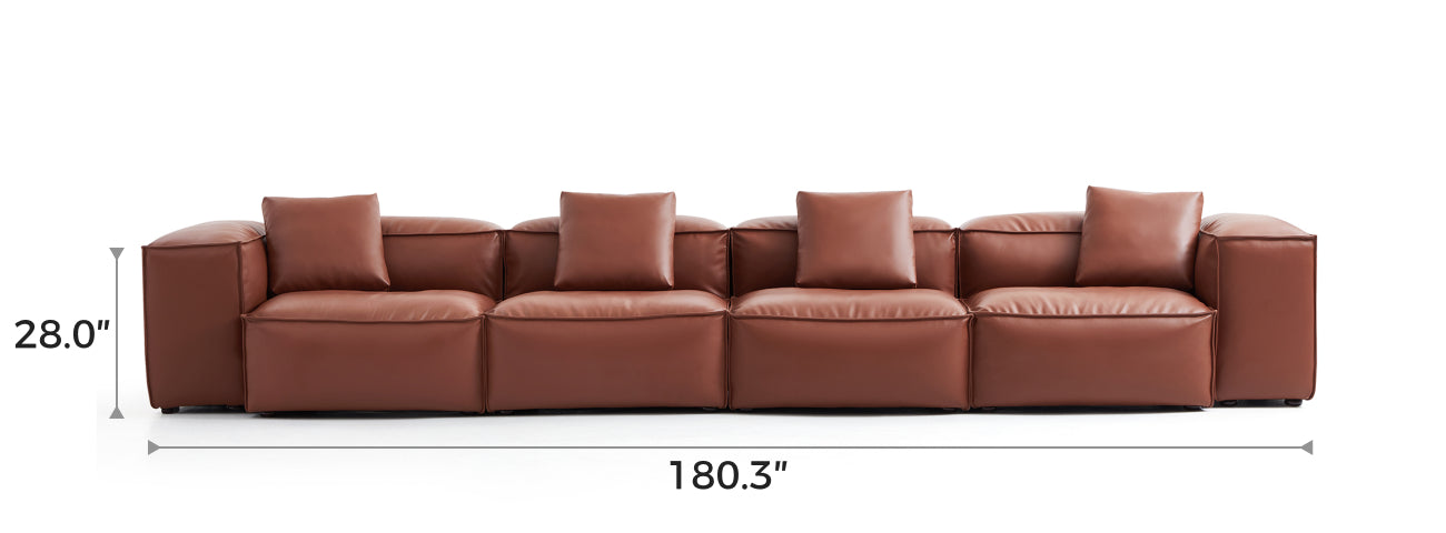 Flex Modular Brown Genuine Leather Sofa